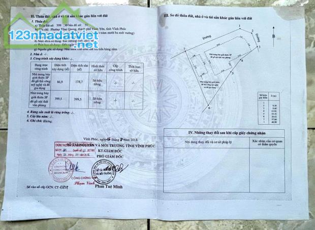 Chính chủ cần bán lô kinh doanh mặt Nguyễn Tất Thành, Khai Quang, Tp Vĩnh Yên.