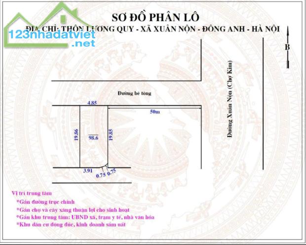 CHỈ NHỈNH 5 tỷ SỞ HỮU NGAY MẢNH ĐẤT VIP  Lương quy _Đông Anh