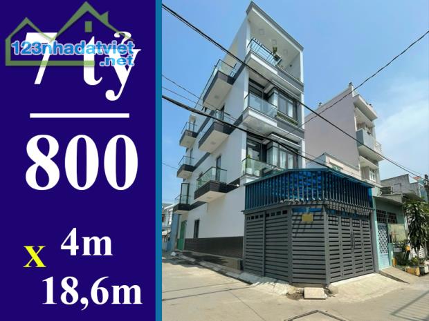 bán nhà dưới 8 tỷ nhà bè huỳnh tấn phát. dt: 4 x 18,6m, 3 lầu góc 2 mặt tiền hẻm xe hơi 6m