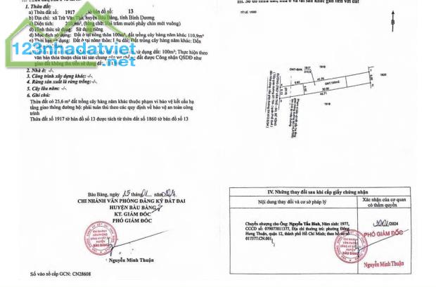 Cần bán GẤP lô đất sát đường DT750 Trừ Văn Thố 220m2 TC, Sổ hồng riêng sang tên ngay. - 1