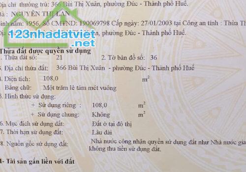 Bán nhà riêng chính chủ, mặt tiền đường Bùi Thị Xuân, Phường Đúc, thành phố Huế - 4