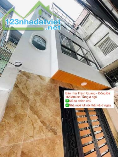 Bán nhà Thịnh Quang - Đống Đa 15/23m2x4 Tầng 3 ngủ ✅Sổ đỏ chính chủ ✅Nhà mới full nội thất