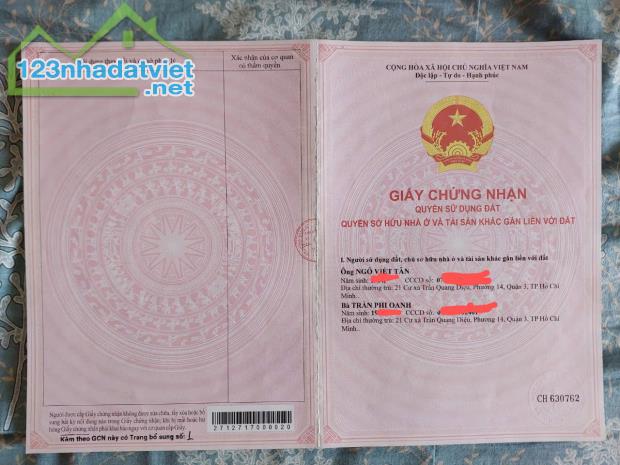 Bán nhà số 21, cư xá Trần Quang Diệu p. 14, Q.3 - 1