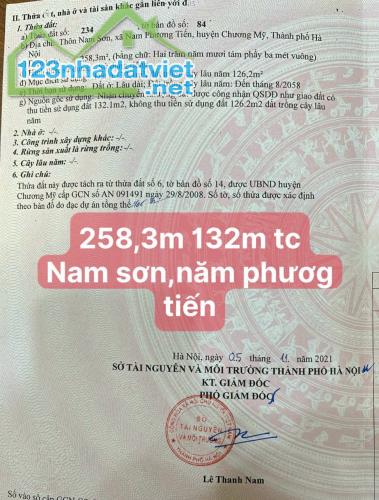 258m có 132m thổ cư tại chục chính kinh doanh Nam Sơn- Nam Phương Tiến- Chương Mỹ 15tr/m2 - 2