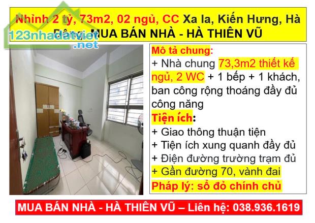 Nhỉnh 2 tỷ, 73m2, 02 ngủ, CC Xa la, Kiến Hưng, Hà Đông, MUA BÁN NHÀ - HÀ THIÊN VŨ - 4