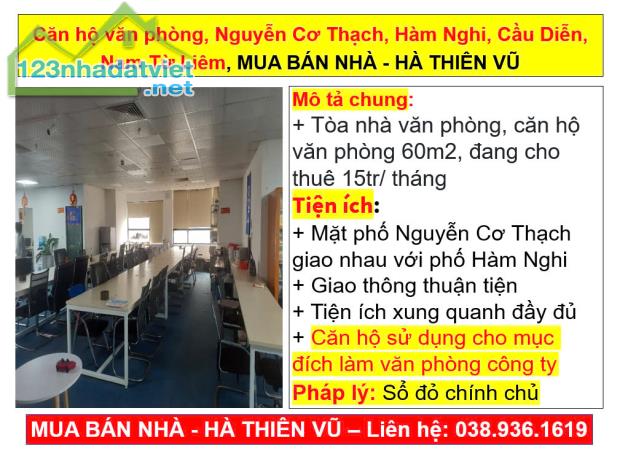 Căn hộ văn phòng, Nguyễn Cơ Thạch, Hàm Nghi, Cầu Diễn, Nam Từ Liêm, MUA NHÀ - HÀ THIÊN VŨ