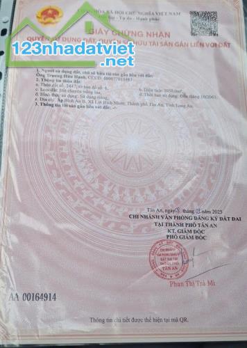 BÁN 2 LÔ ĐẤT ĐẸP - GIÁ Tốt - Vị Trí Tại : ẤP Bình An B - Xã Lợi Bình Nhơn - Thành Phố Tân - 2