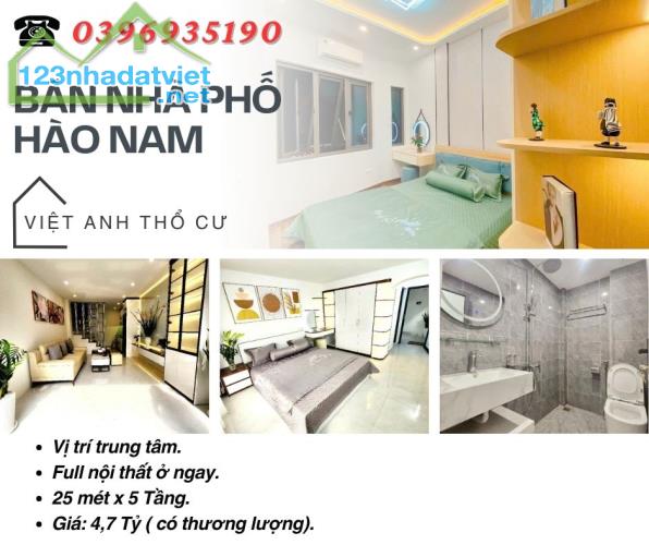 Bán nhà Hào Nam Đống Đa, Nhà Đẹp, Giá Đẹp, 25mx5T, Giá: 4.7 Tỷ, Lh: 0396935190.