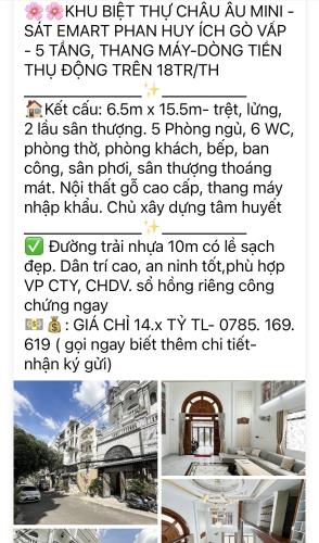 SIÊU PHẨM MỚI MẶT TIỀN-DÒNG TIỀN THỤ ĐỘNG 50TR/TH - THANG MÁY -NGUYỄN VĂN KHỐI-GÒ VẤP. HCM - 6