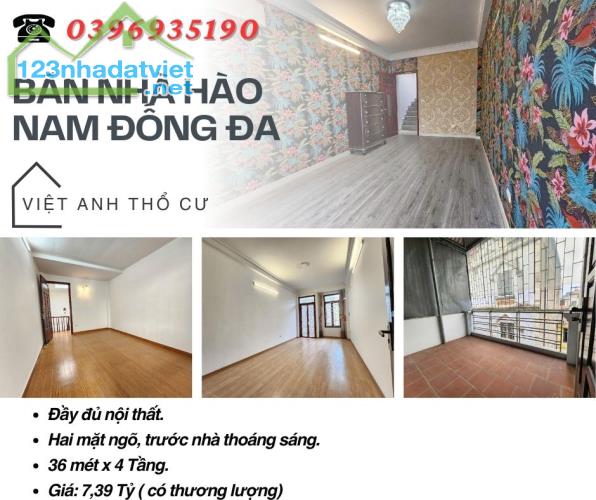 Bán nhà Hào Nam Đống Đa, Hai Mặt Ngõ, Nội Thất Xịn, 36mx4T, Giá: 7,39 Tỷ, Lh: 0396935190.