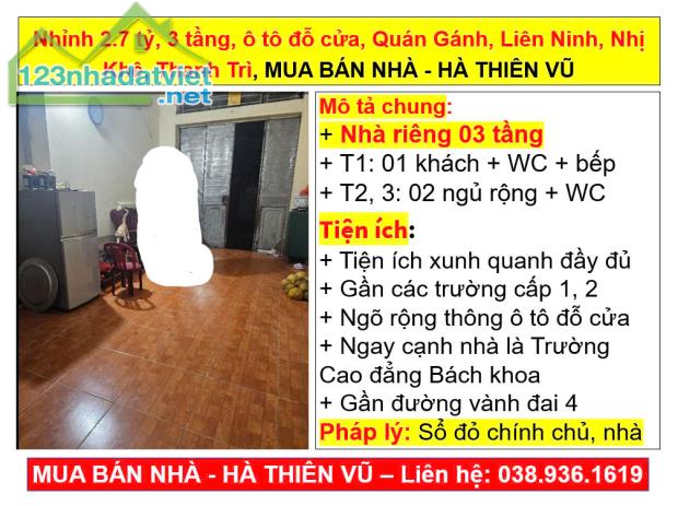 Nhỉnh 2.7 tỷ, 3 tầng, ô tô đỗ cửa, Quán Gánh, Liên Ninh, Nhị Khê, Thanh Trì, HÀ THIÊN VŨ - 5