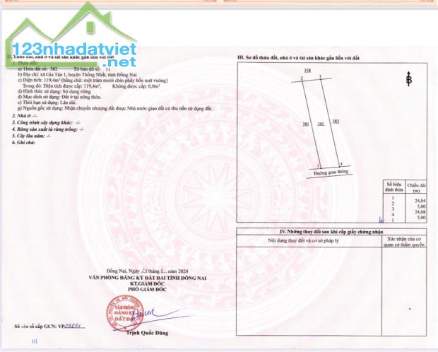 Bán đất nền vị trí đẹp, giá siêu hời tại Xã Gia Tân 1, Thống Nhất, Đồng Nai