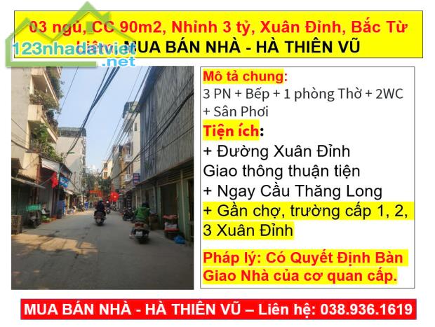 03 ngủ, CC 90m2, Nhỉnh 3 tỷ, Xuân Đỉnh, Bắc Từ Liêm, MUA BÁN NHÀ - HÀ THIÊN VŨ - 5