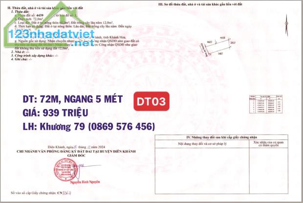 BÁN LÔ NỀN THỔ CƯ TẠI XÃ DIÊN TOÀN DIÊN KHÁNH KHÁNH HOÀ - 3