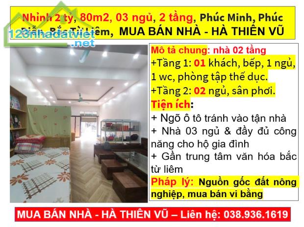 Nhỉnh 2 tỷ, 80m2, 03 ngủ, 2 tầng, Phúc Minh, Phúc Diễn, Bắc Từ Liêm, HÀ THIÊN VŨ - 5