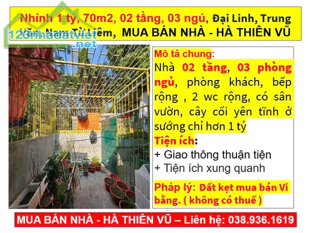 Nhỉnh 1 tỷ, 70m2, 02 tầng, 03 ngủ, Đại Linh, Trung Văn, Nam Từ Liêm, HÀ THIÊN VŨ - 5