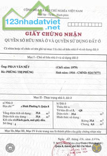 Bán nhà căn góc Ba Đình p9 Q8. Gần 36m2 ngang 5.5m, 15m ra mặt tiền, SHR, chỉ 3,88TY. TL - 1