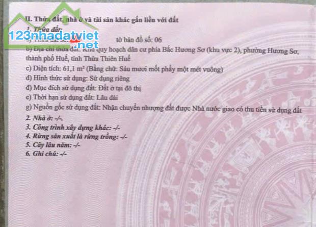 Chính chủ bán lô đất đẹp tại KQH Hương Sơ - Khu Vực 2 Phường Hương Sơ, Quận Phú Xuân, Tp. - 3