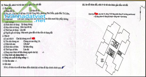 📝Chính chủ bán căn hộ 128,4m2 tại Khu chung cư 136 Hồ Tùng Mậu, Bắc Từ Liêm, Hà Nội - 1