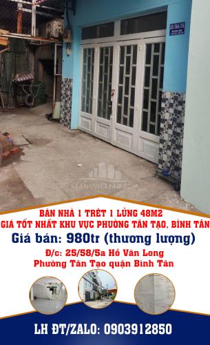 BÁN NHÀ 1 TRÊT 1 LỬNG 48M2 GIÁ TỐT NHẤT KHU VỰC PHƯỜNG TÂN TẠO, BÌNH T