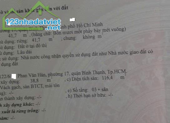 Nhà 4 tầng 3.9x12m 122/6 Phan Văn Hân 5.7 tỷ