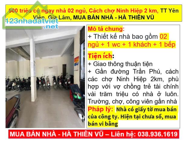 600 triệu có ngay nhà 02 ngủ, Cách chợ Ninh Hiệp 2 km, TT Yên Viên, Gia Lâm, HÀ THIÊN VŨ - 5