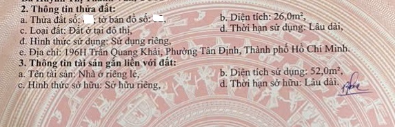 Nhà 3 tầng 4x6m nở hậu 5m, 196H Trần Quang Khải 4.7 tỷ