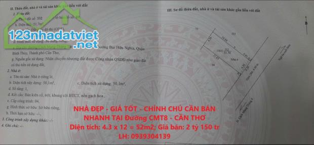 NHÀ ĐẸP - GIÁ TỐT - CHÍNH CHỦ CẦN BÁN NHANH TẠI Đường CMT8 - CẦN THƠ