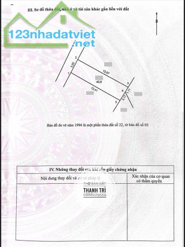 BÁN ĐẤT VĨNH QUỲNH, 41M2, NGÕ THẲNG TẮP, CÁCH OTO TRÁNH 15M, GIÁ 3.2 TỶ. LH 0888229559