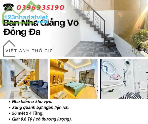 Bán nhà Phố Giảng Võ, Hàng Hiếm, Lõi Đống Đa, 56mx4T, Giá: 9.6 Tỷ, Lh: 0396935190.