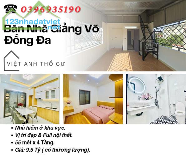 Bán nhà Phố Giảng Võ, Vị Trí Đẹp, Full Nội Thất, 55mx4T, Giá: 9.5 Tỷ, Lh: 0396935190.