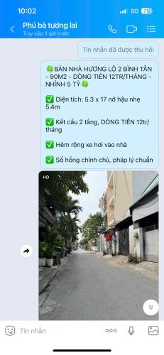 🍀BÁN NHÀ HƯƠNG LỘ 2 BÌNH TÂN - 90M2 - DÒNG TIỀN 12TR/THÁNG - NHỈNH 5 TỶ🍀