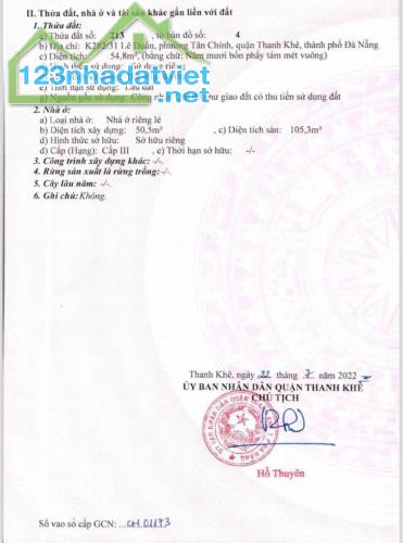 NHÀ CHÍNH CHỦ 3 MẶT KIỆT- GIÁ TỐT - Vị Trí Đẹp Tại Lê Duẩn, Phường Tân chính, Quận Thanh - 4