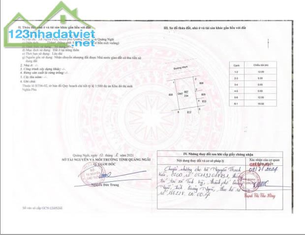 Bán đất thổ cư 234m2, TP Quảng Ngãi, 2.1 tỷ, sổ đỏ - 1