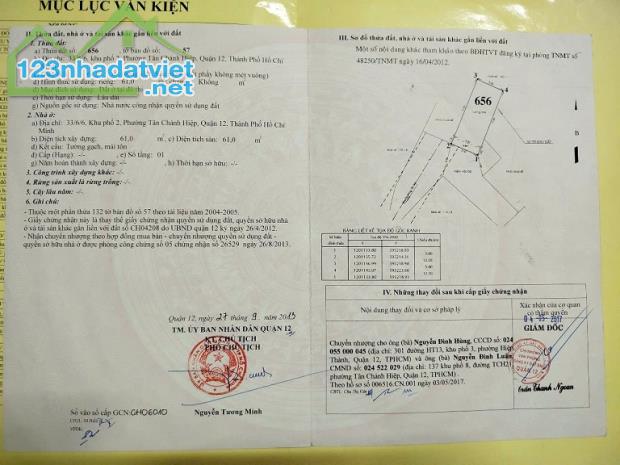 Chính chủ bán nhà riêng TÂN CHÁNH HIỆP 34 Q12