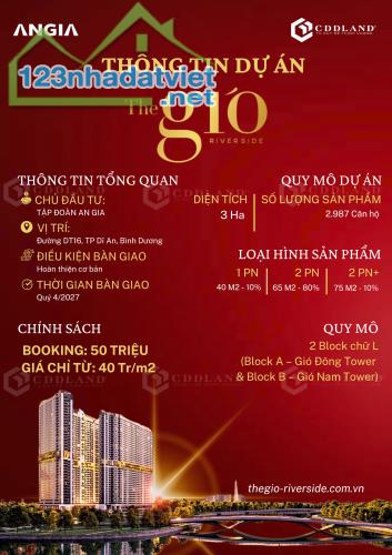 Nhận booking The Gió Riverside của An Gia chỉ 50 triệu/suất canh Metro Suối Tiên chỉ