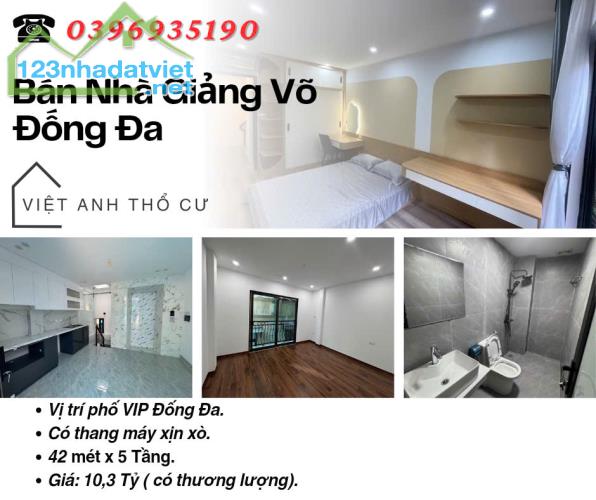 Bán nhà Phố Giảng Võ, Nhà Mới, Ngõ Thoáng,Thang Máy, 42mx5T, Giá: 10.3 Tỷ, Lh: 0396935190.