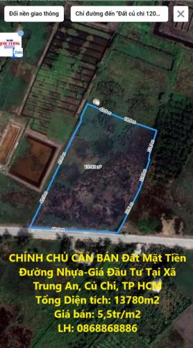 CHÍNH CHỦ CẦN BÁN Đất Mặt Tiền Đường Nhựa-Giá Đầu Tư Tại Xã Trung An, Củ Chi, TP HCM