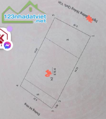 BÁN ĐẤT HOÀNG QUỐC VIỆT, NGÕ THÔNG, 2 THOÁNG, Ô TÔ TRÁNH, NỞ HẬU, 132M2; GIÁ 36.9 TỶ.