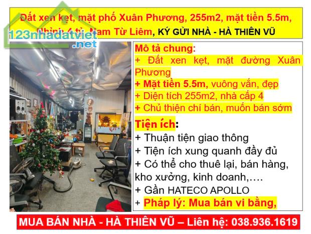 Đất xen kẹt, mặt phố Xuân Phương, 255m2, mặt tiền 5.5m, Nhỉnh 4 tỷ, Nam Từ Liêm, KÝ GỬI - 5