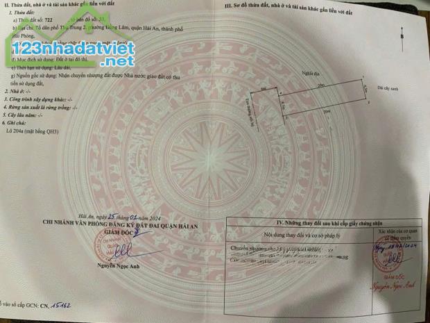 Bán đất phân lô Thư Trung 2 - Văn Cao, 90m, ngang 4.5m, đường 12m, Giá 2.25 tỉ siêu rẻ