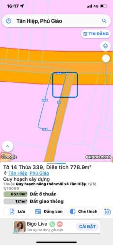 Đất 2 mặt tiền 779m2 đường DH507 Tân hiệp- Phú Giáo -Bình Dương giá ngộp chỉ 990 triệu - 2
