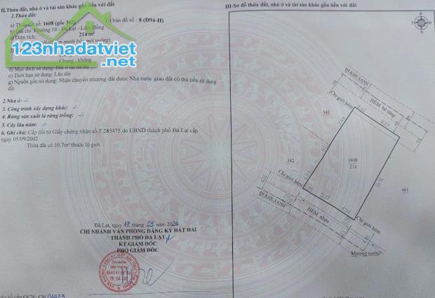 Bán 214m² Đất 2 Mặt Tiền Tại Khe Sanh, Phường 10, TP. Đà Lạt–Full Thổ Cư, View Rừng Thông