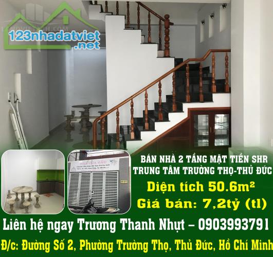 BÁN NHÀ 2 TẦNG MẶT TIỀN SHR TRUNG TÂM TRƯỜNG THỌ-THỦ ĐỨC