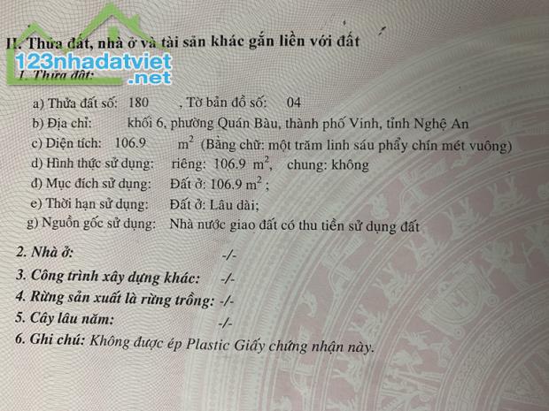 CHÍNH CHỦ bán 2 lô Đất Tại Phường Quán Bàu Và Phường Lê Mao, TP. Vinh, Nghệ An - 1