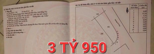 Bán lô đất góc 2MT CMT8, Quang Vinh, Biên Hòa: 5,5 x 15, giá: 3,95 tỷ. - 3