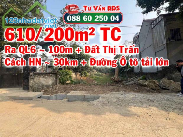 bán đất thị trấn lương son hoà bình, thửa đất 610m có 200 thổ cư tại tiểu khu đồng bái - 1