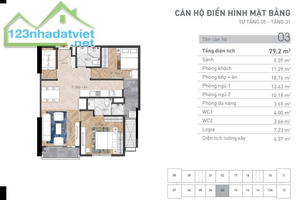 BÁN CĂN HỘ 2N2VS, 79M2- CHUNG CƯ VIHA- TRUNG TÂM Q. THANH XUÂN