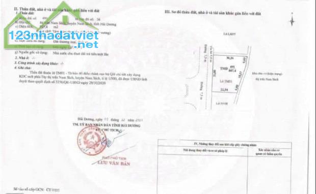 Bán đất thương mại dịch vụ Tây Nam Sách, thị trấn Nam Sách, HD, 887.4m2, mt 33m, giá tốt