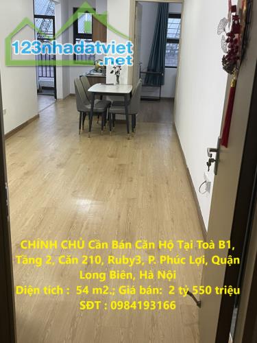 CHÍNH CHỦ Cần Bán Căn Hộ Tại Toà B1, Tầng 2, Căn 210, Ruby3, P. Phúc Lợi, Quận Long Biên,